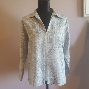 EUC BonWorth Paisley Zipup Blouse